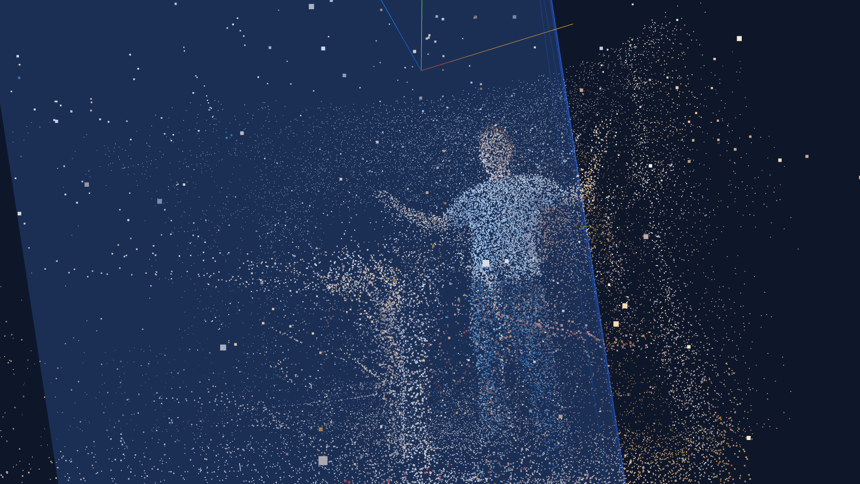 The visualiser showing a cross-section plane through a scan of a person.